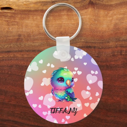 Regenboogvogel en harten sleutelhanger (Voorkant)