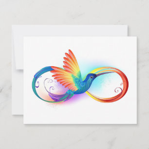 Regenboogvogel met oneindige symbolen aankondiging
