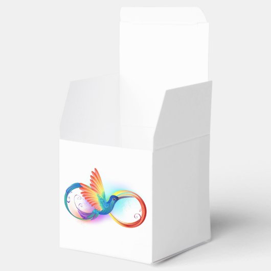 Regenboogvogel met oneindige symbolen bedankdoosjes (Geopend)