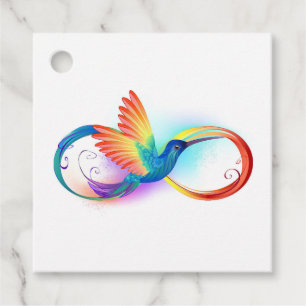 Regenboogvogel met oneindige symbolen bedankjes labels