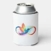 Regenboogvogel met oneindige symbolen blikjeskoeler (Blikje Achterkant)