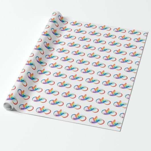 Regenboogvogel met oneindige symbolen cadeaupapier (Uitgerold)