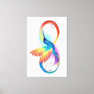 Regenboogvogel met oneindige symbolen canvas afdruk