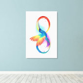 Regenboogvogel met oneindige symbolen canvas afdruk (Insitu (Houten vloer))