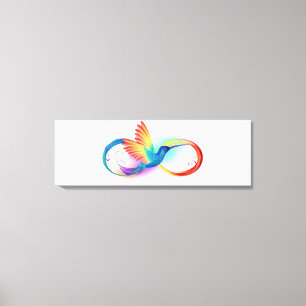 Regenboogvogel met oneindige symbolen canvas afdruk