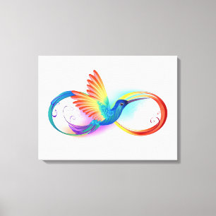 Regenboogvogel met oneindige symbolen canvas afdruk