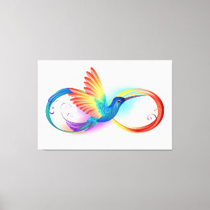 Regenboogvogel met oneindige symbolen canvas afdruk