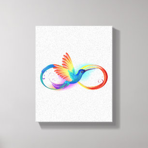 Regenboogvogel met oneindige symbolen canvas afdruk