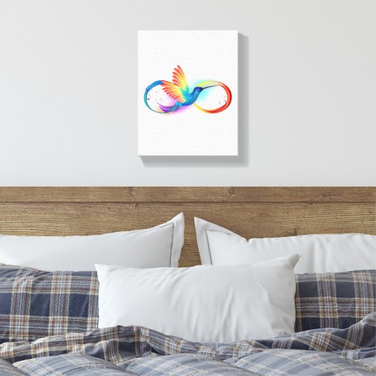 Regenboogvogel met oneindige symbolen canvas afdruk (Insitu (Slaapkamer))