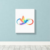 Regenboogvogel met oneindige symbolen canvas afdruk (Insitu (Houten vloer))