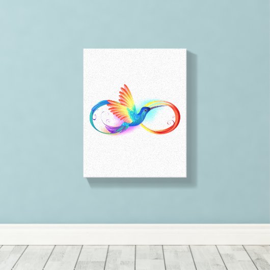 Regenboogvogel met oneindige symbolen canvas afdruk (Insitu (Houten vloer))
