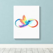 Regenboogvogel met oneindige symbolen canvas afdruk (Insitu (Houten vloer))