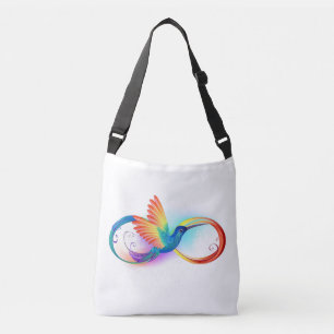 Regenboogvogel met oneindige symbolen crossbody tas