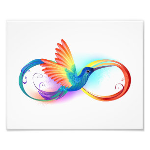 Regenboogvogel met oneindige symbolen foto afdruk
