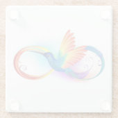 Regenboogvogel met oneindige symbolen glazen onderzetter (Achterkant)