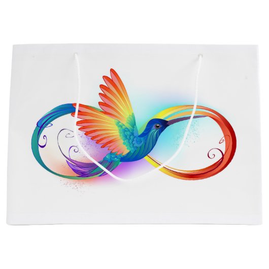 Regenboogvogel met oneindige symbolen groot cadeauzakje (Voorkant)