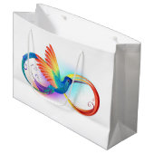 Regenboogvogel met oneindige symbolen groot cadeauzakje (Voorkant Gekanteld)