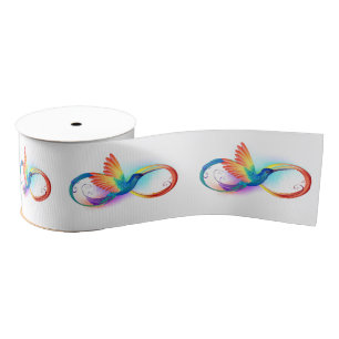 Regenboogvogel met oneindige symbolen grosgrain lint
