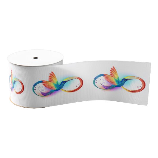 Regenboogvogel met oneindige symbolen grosgrain lint (Spoel)
