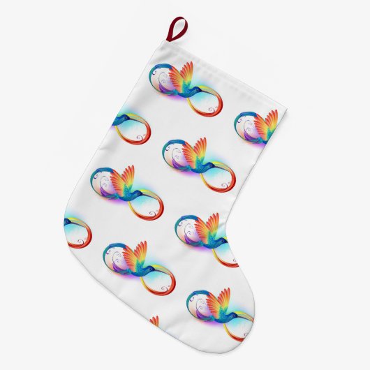Regenboogvogel met oneindige symbolen grote kerstsok (Voorkant (Hangend))