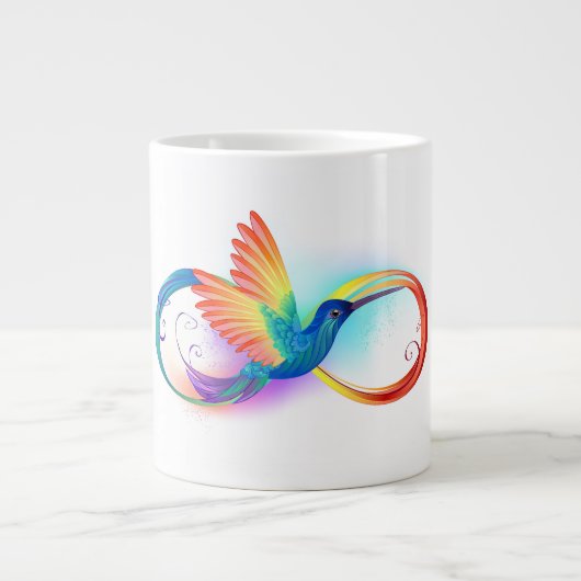 Regenboogvogel met oneindige symbolen grote koffiekop (Voorkant)