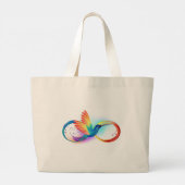 Regenboogvogel met oneindige symbolen grote tote bag (Achterkant)