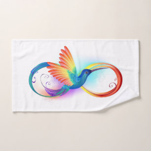 Regenboogvogel met oneindige symbolen handdoek