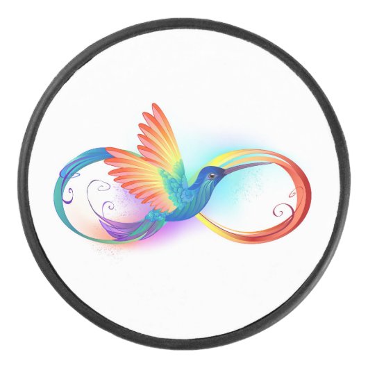 Regenboogvogel met oneindige symbolen hockey puck (Voorkant)