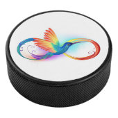 Regenboogvogel met oneindige symbolen hockey puck (3/4)