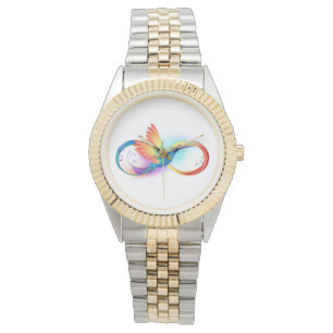Regenboogvogel met oneindige symbolen horloge