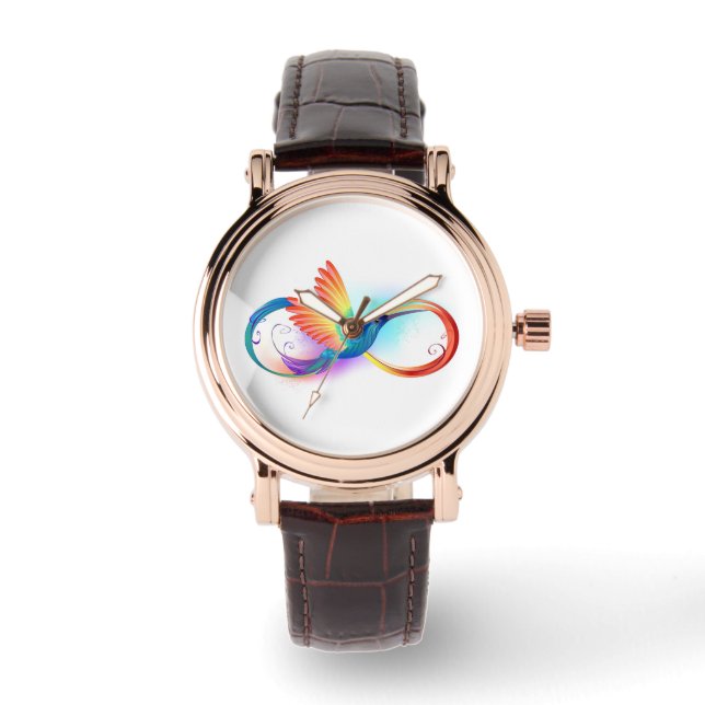 Regenboogvogel met oneindige symbolen horloge (Voorkant)