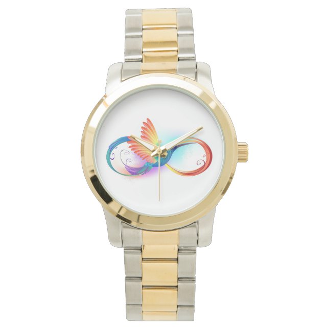 Regenboogvogel met oneindige symbolen horloge (Voorkant)