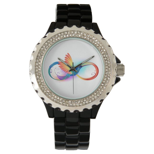 Regenboogvogel met oneindige symbolen horloge (Voorkant)
