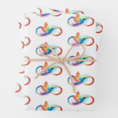 Regenboogvogel met oneindige symbolen inpakpapier vel (In situ)