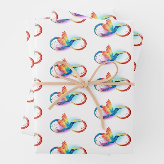 Regenboogvogel met oneindige symbolen inpakpapier vel (In situ)