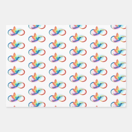 Regenboogvogel met oneindige symbolen inpakpapier vel (Voorkant)