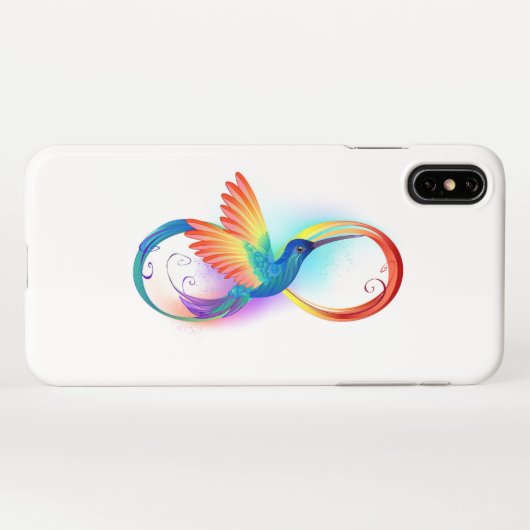 Regenboogvogel met oneindige symbolen iPhone hoesje (Achterkant horizontaal)