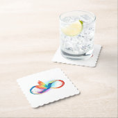 Regenboogvogel met oneindige symbolen kartonnen onderzetters (Insitu)