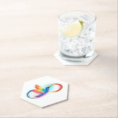 Regenboogvogel met oneindige symbolen kartonnen onderzetters (Insitu)