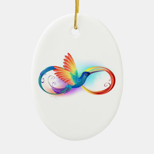 Regenboogvogel met oneindige symbolen keramisch ornament (Voorkant)