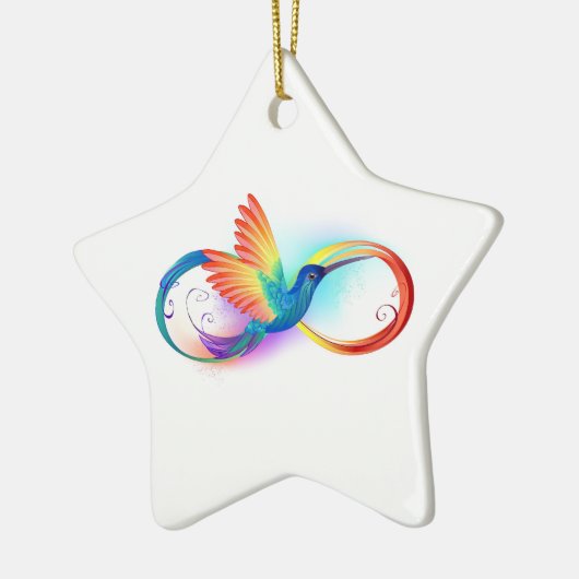 Regenboogvogel met oneindige symbolen keramisch ornament (Links)