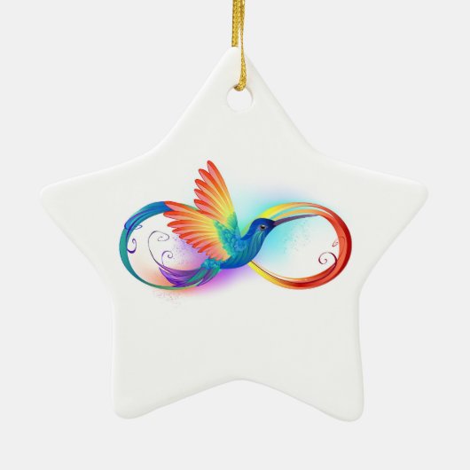 Regenboogvogel met oneindige symbolen keramisch ornament (Achterkant)