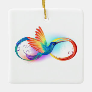 Regenboogvogel met oneindige symbolen keramisch ornament