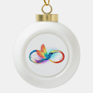 Regenboogvogel met oneindige symbolen keramische bal ornament