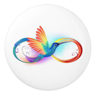 Regenboogvogel met oneindige symbolen keramische knop