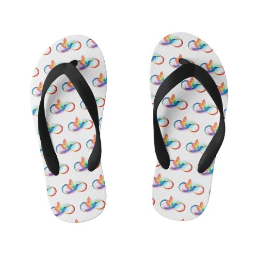 Regenboogvogel met oneindige symbolen kinder teenslippers (Voetbed)