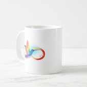 Regenboogvogel met oneindige symbolen koffiemok (Voorkant links)