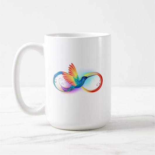 Regenboogvogel met oneindige symbolen koffiemok (Links)