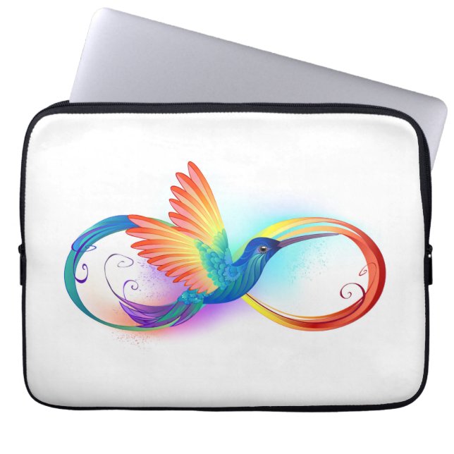 Regenboogvogel met oneindige symbolen laptop sleeve (Voorkant)