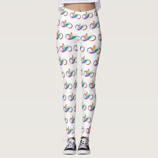 Regenboogvogel met oneindige symbolen leggings (Voorkant)